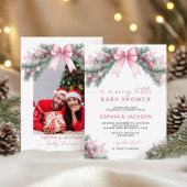 ピンクボウ小さなメリー赤ちゃんシャワー招待状 招待状
