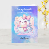 ピンクボウ幽霊プンハロウィングランドドーター カード (黄色い花)