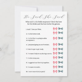ピンクボウ彼は彼女はゲームを言った – ブライダルシャワー 招待状