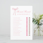 ピンクボウ彼は彼女はブライダルシャワーゲームを言った (スタンド正面)