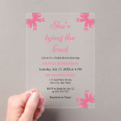 ピンクボウ彼女が結ぶノットブライダルシャワー アクリル招待状 (インサイチュ (ポータブル))