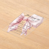 ピンクボウ彼女が結ぶノットブライダルシャワー アクリル招待状 (レイダウン)