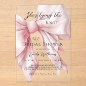 ピンクボウ彼女が結ぶノットブライダルシャワー アクリル招待状 (正面)