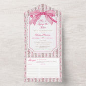 ピンクボウ彼女が結ぶノットブライダルシャワー オールインワン招待状 (内側)