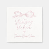 ピンクボウ彼女が結ぶノットブライダルシャワー スタンダードカクテルナプキン (正面)