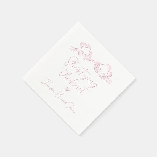 ピンクボウ彼女が結ぶノットブライダルシャワー スタンダードカクテルナプキン (角)