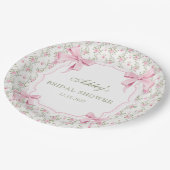 ピンクボウ彼女が結ぶノットブライダルシャワー ペーパープレート (アングル)