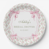 ピンクボウ彼女が結ぶノットブライダルシャワー ペーパープレート (正面)