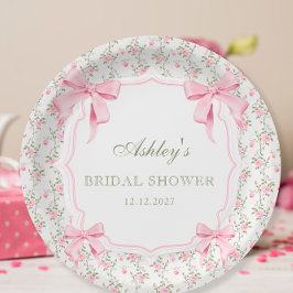 ピンクボウ彼女が結ぶノットブライダルシャワー ペーパープレート