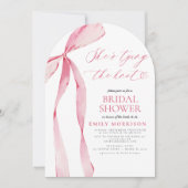 ピンクボウ彼女が結ぶノットブライダルシャワー 招待状 (正面)