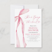 ピンクボウ彼女が結ぶノットブライダルシャワー 招待状 (正面)