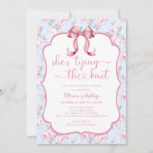 ピンクボウ彼女が結ぶノットブライダルシャワー 招待状 (正面)