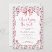 ピンクボウ彼女が結ぶノットブライダルシャワー 招待状 (正面)