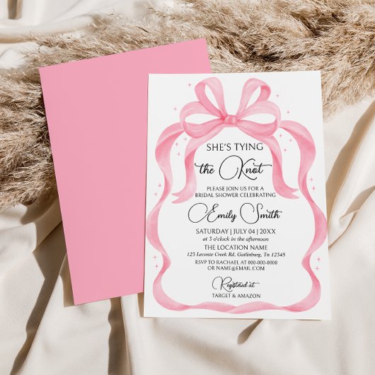 ピンクボウ彼女が結ぶノットブライダルシャワー 招待状