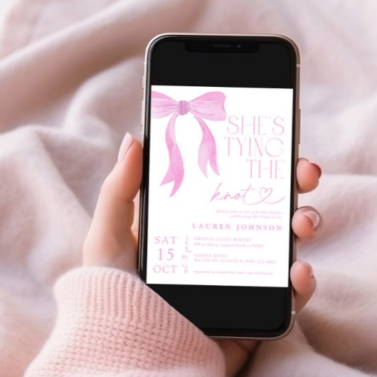 ピンクボウ彼女が結ぶノットブライダルシャワー 招待状