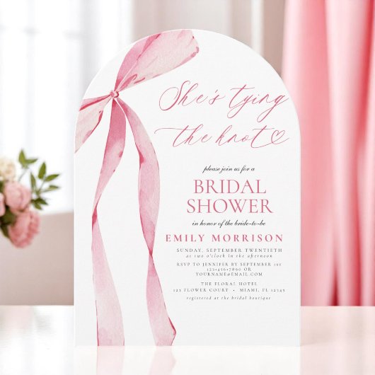 ピンクボウ彼女が結ぶノットブライダルシャワー 招待状