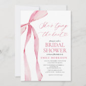 ピンクボウ彼女が結ぶノットブライダルシャワー 招待状 (正面)