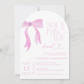 ピンクボウ彼女が結ぶノットブライダルシャワー 招待状 (正面)