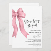 ピンクボウ彼女が結ぶノットブライダルシャワー 招待状 (正面/裏面)