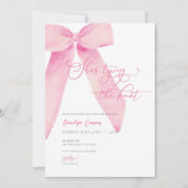 ピンクボウ彼女が結んでいるノットブライダルシャワー招待状 招待状 (正面)