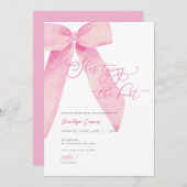 ピンクボウ彼女が結んでいるノットブライダルシャワー招待状 招待状 (正面/裏面)