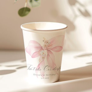ピンクボウ彼女の素晴らしい女の子1st誕生日ではない 紙コップ