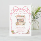 ピンクボウ彼女は市場から出て新しいブライダルシャワー 招待状 (スタンド正面)