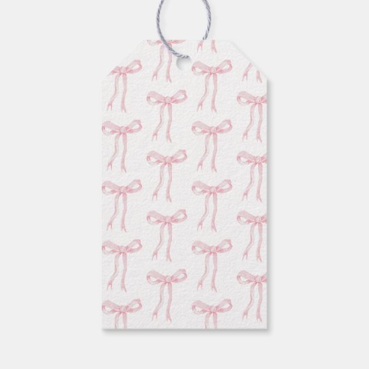 ピンクボウ彼女は結び目のブライダルシャワー ギフトタグ (裏面)
