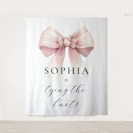 ピンクボウ彼女は結び目のブライダルシャワー タペストリー (正面)