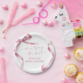 ピンクボウ彼女は結び目のブライダルシャワー ペーパープレート (パーティー)