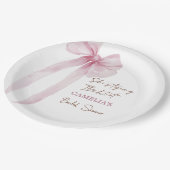 ピンクボウ彼女は結び目のブライダルシャワー ペーパープレート (アングル)