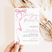 ピンクボウ彼女は結び目のブライダルシャワー 招待状
