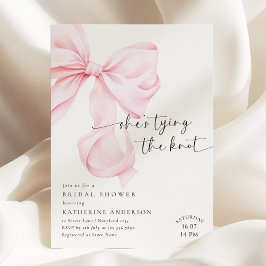 ピンクボウ彼女は結び目のブライダルシャワー 招待状
