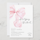 ピンクボウ彼女は結び目のブライダルシャワー 招待状 (正面)