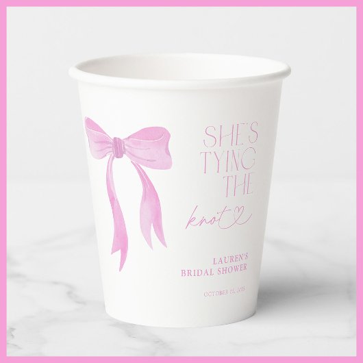 ピンクボウ彼女は結び目のブライダルシャワー 紙コップ