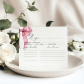 ピンクボウ彼女は結び目のブライダルレシピカード