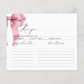 ピンクボウ彼女は結び目のブライダルレシピカード (正面)