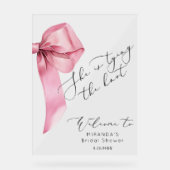ピンクボウ彼女は結び目のブライダル歓迎 アクリルサイン (正面)
