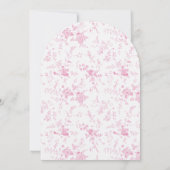 ピンクボウ彼女は結び目ブライダルシャワーアーチ 招待状 (裏面)