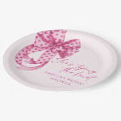 ピンクボウ彼女は結び目ブライダルシャワー ペーパープレート (アングル)