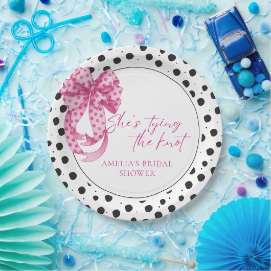 ピンクボウ彼女は結び目ブライダルシャワー ペーパープレート (パーティー)