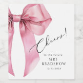 ピンクボウ彼女は結び目ブライダルシャワー ワインラベル (シングルラベル)