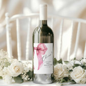 ピンクボウ彼女は結び目ブライダルシャワー ワインラベル