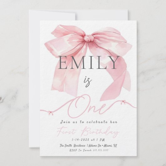 ピンクボウ招待状 招待状 (正面)