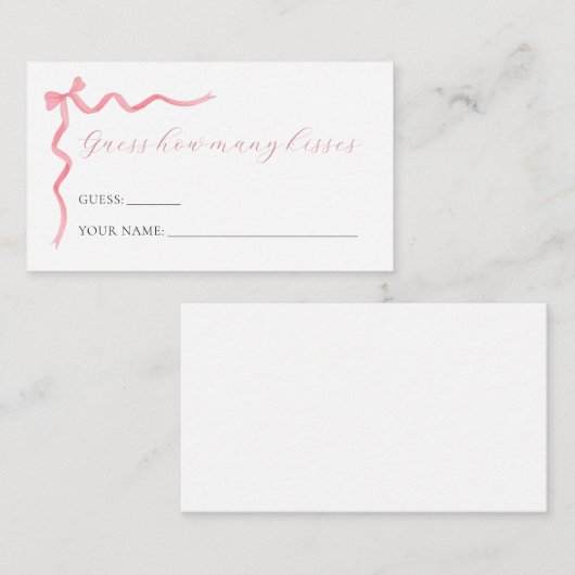 ピンクボウ推測いくつのキスゲームカード エンクロージャーカード (正面/裏面)