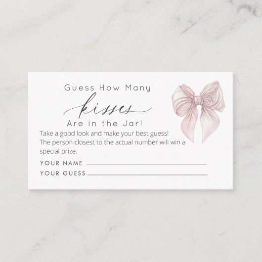 ピンクボウ推測いくつのキスブライダルゲーム エンクロージャーカード (正面)