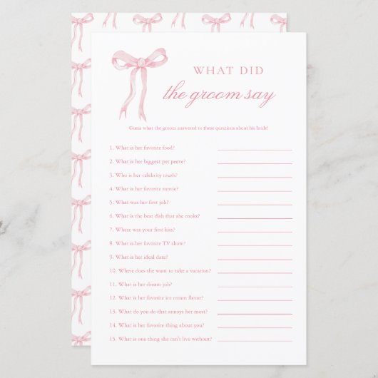 ピンクボウ新郎はピンクのブライダルゲームを言った (正面/裏面)