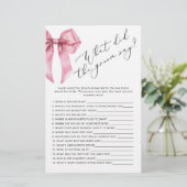 ピンクボウ新郎は何と言ったブライダルシャワーゲーム (スタンド正面)