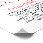 ピンクボウ晩夜おむつ赤ちゃんシャワーゲーム ポスター (角)