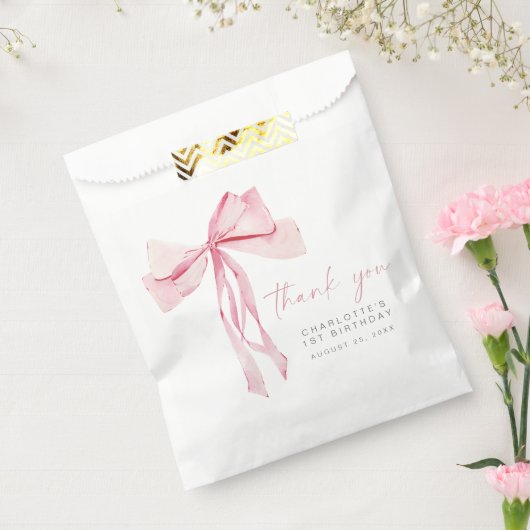 ピンクボウ最初の誕生日好意バッグコケットガール フェイバーバッグ (封をした状態)